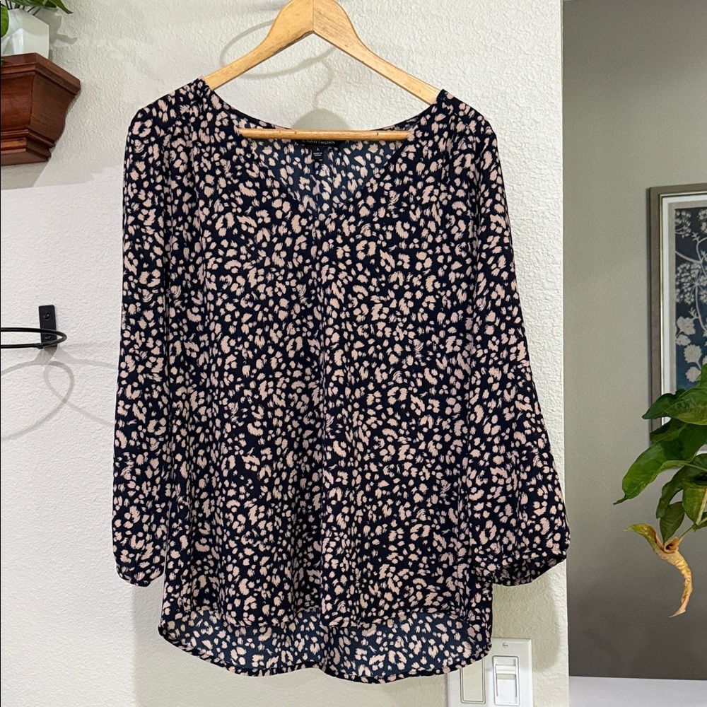 NWOT 41 Hawthorn Black and tan animal print Blouse size large